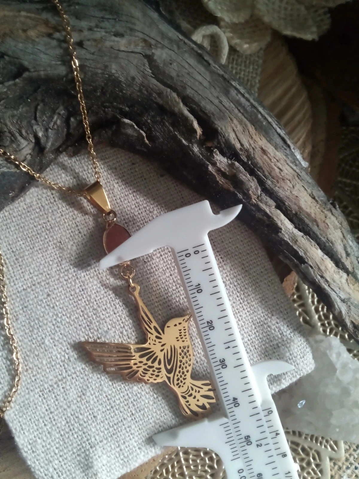 Colibri en achtervolger hanger met strawberry quartz steen – photo 3